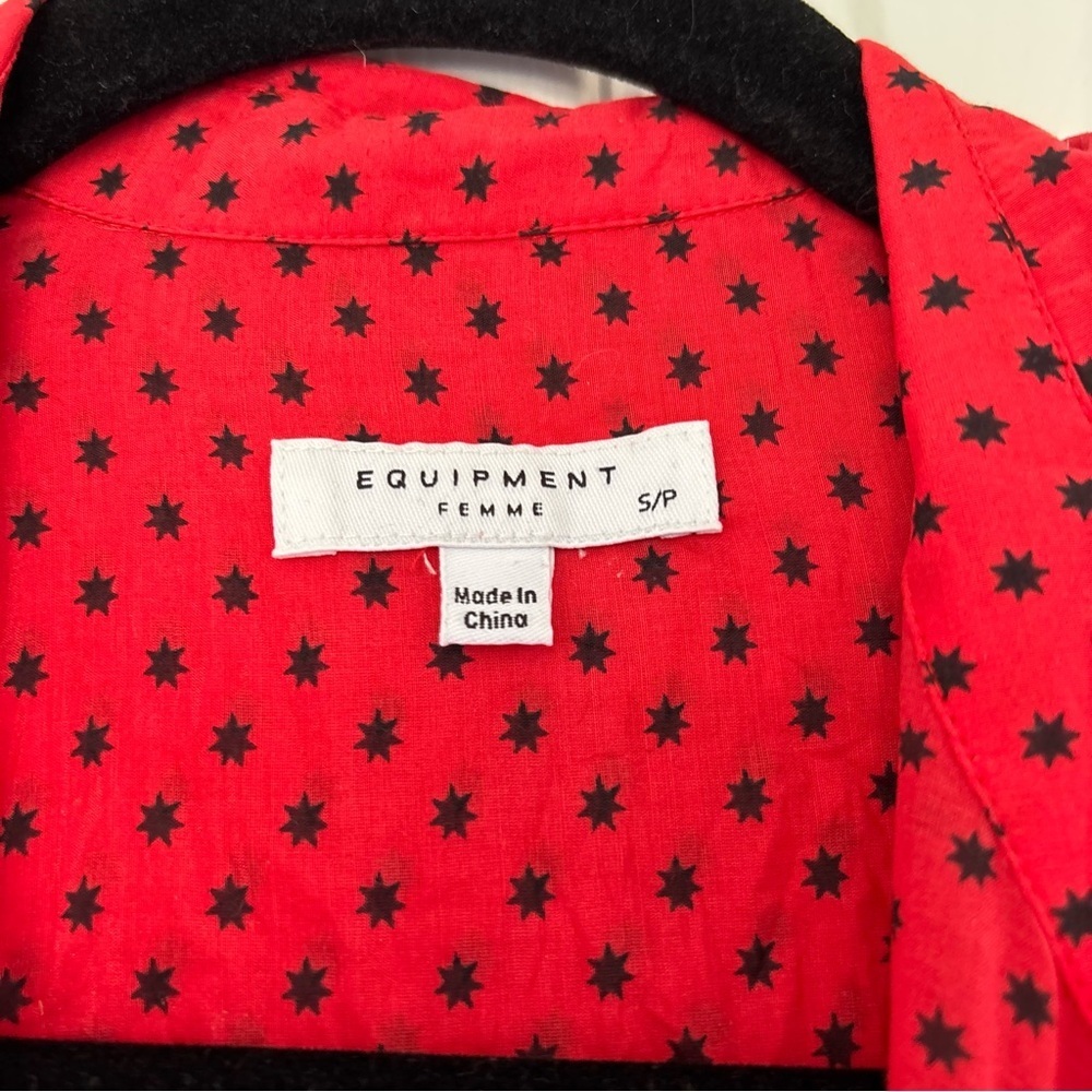 Equipment Red Patterned Button Down Size Small - image 3